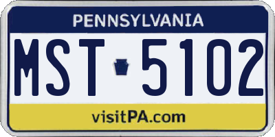 PA license plate MST5102