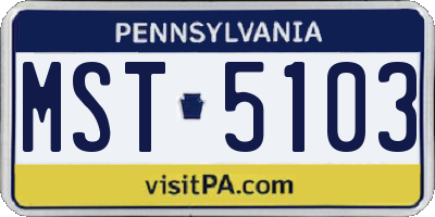 PA license plate MST5103