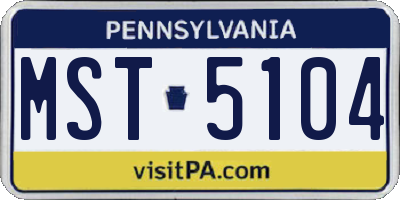 PA license plate MST5104