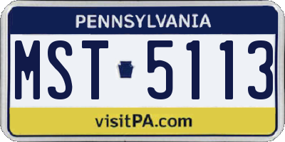 PA license plate MST5113