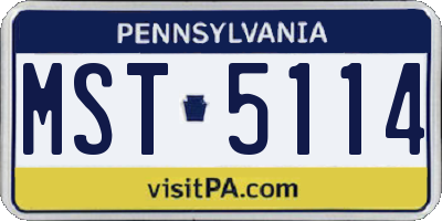 PA license plate MST5114