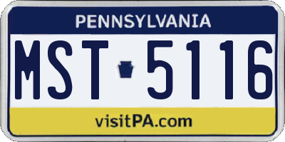 PA license plate MST5116