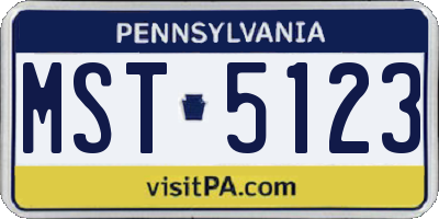 PA license plate MST5123