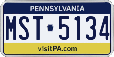 PA license plate MST5134