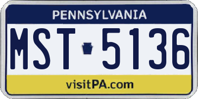 PA license plate MST5136