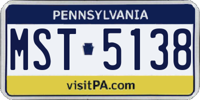 PA license plate MST5138