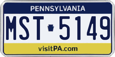 PA license plate MST5149