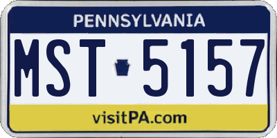 PA license plate MST5157