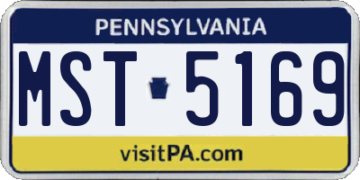PA license plate MST5169