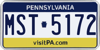 PA license plate MST5172
