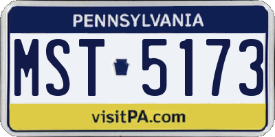 PA license plate MST5173