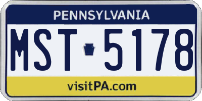PA license plate MST5178