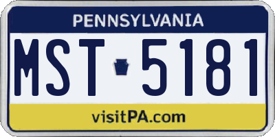 PA license plate MST5181