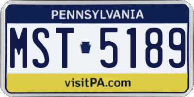 PA license plate MST5189