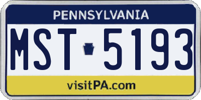 PA license plate MST5193