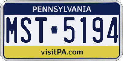 PA license plate MST5194