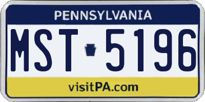 PA license plate MST5196