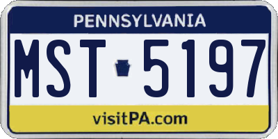 PA license plate MST5197