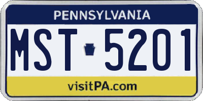 PA license plate MST5201