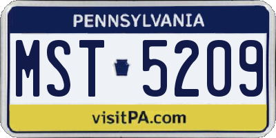 PA license plate MST5209