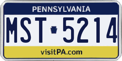 PA license plate MST5214