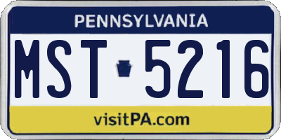 PA license plate MST5216