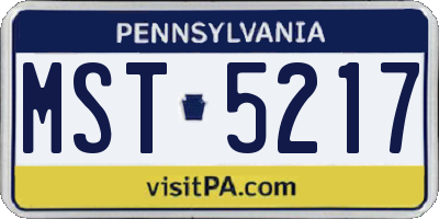 PA license plate MST5217
