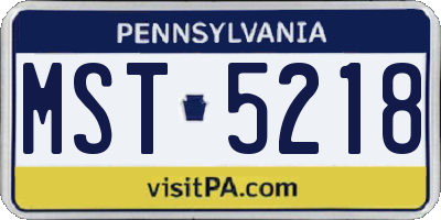 PA license plate MST5218