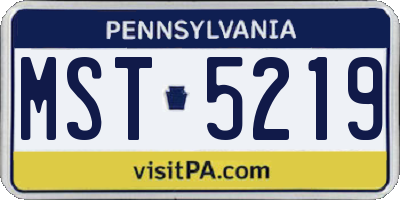PA license plate MST5219