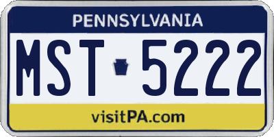 PA license plate MST5222