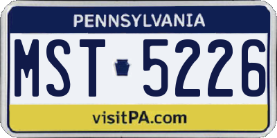 PA license plate MST5226