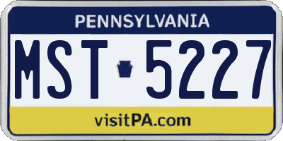 PA license plate MST5227