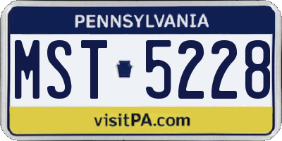 PA license plate MST5228