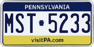 PA license plate MST5233