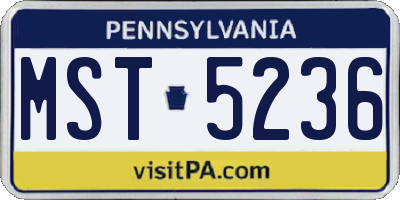 PA license plate MST5236