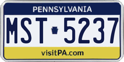 PA license plate MST5237