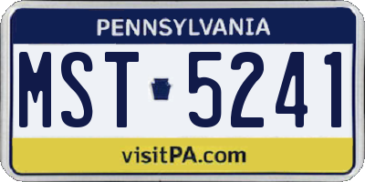 PA license plate MST5241