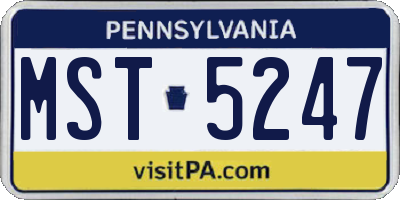 PA license plate MST5247