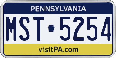 PA license plate MST5254