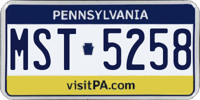 PA license plate MST5258
