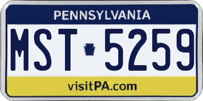 PA license plate MST5259