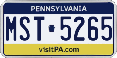 PA license plate MST5265