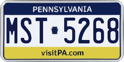 PA license plate MST5268