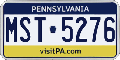 PA license plate MST5276