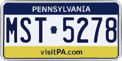 PA license plate MST5278