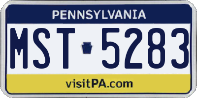 PA license plate MST5283
