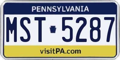 PA license plate MST5287