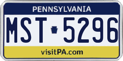 PA license plate MST5296
