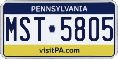 PA license plate MST5805