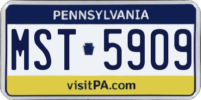 PA license plate MST5909
